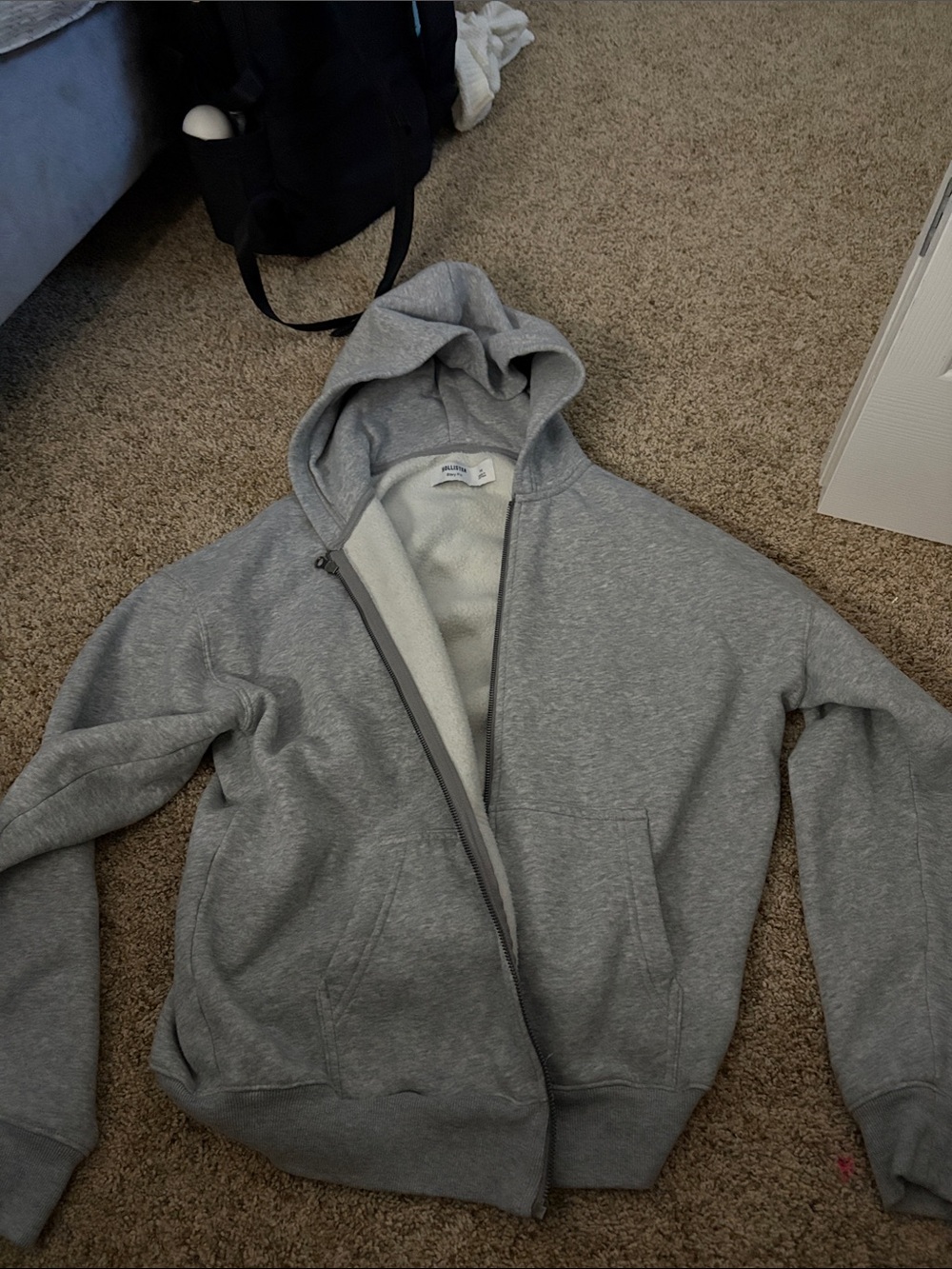 Hollister Light Gray Zip Hoodie Jacket